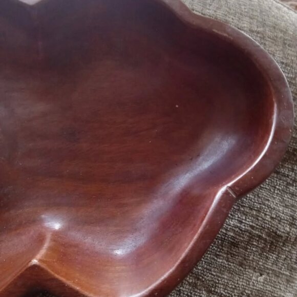 Vintage MCM Solid Mahogany Abstract Nut Bowl & Hammer Set - Hand Made In Haiti - Picture 4 of 6